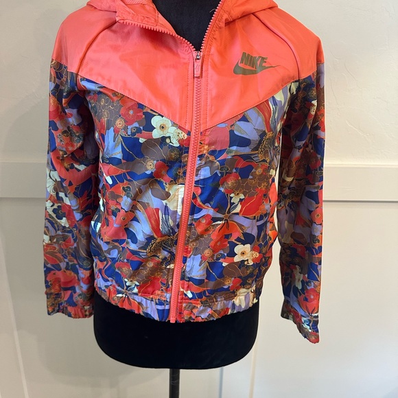 Nike Women's Vibrant Floral Bomber Jacket - Coral and Navy - Picture 2 of 5